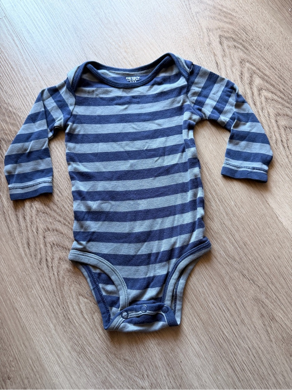 Carter's Navy and Gray Striped Long-Sleeve Baby Bodysuit